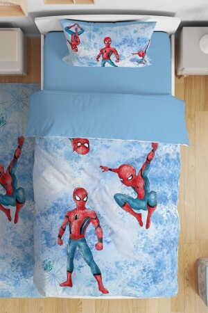 Dreifaches blaues Spiderman-gemustertes Einzelbettbezug-Set für Babys und Kinder - 2