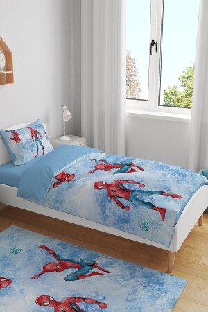 Dreifaches blaues Spiderman-gemustertes Einzelbettbezug-Set für Babys und Kinder - 4