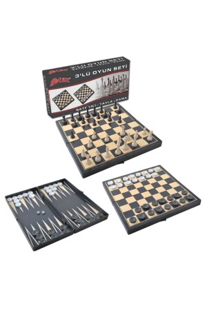 Dreifaches Spielset - Schach-Dame-Backgammon 1060179 - 1