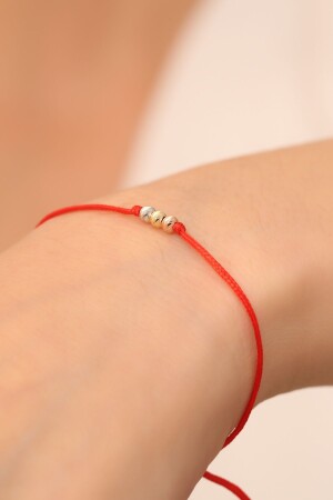 Dreifarbiges Dorica-Armband aus 14 Karat Gold mit roter Schnur - 5