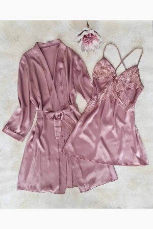 Dried Rose Satin-Morgenmantel und Shorts, 6-teiliges Mitgift-Set 6105 T6105 - 2