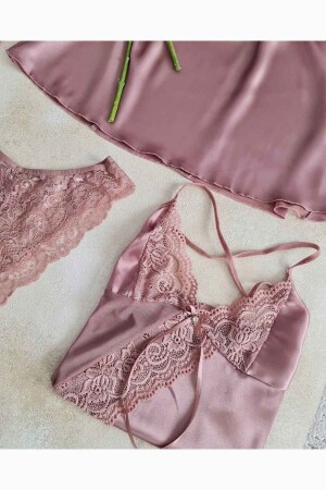 Dried Rose Satin-Morgenmantel und Shorts, 6-teiliges Mitgift-Set 6105 T6105 - 3