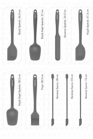 Drongo Glasschaber, Silikonspatel-Set, 9-teilig, Grau - 4