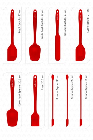 Drongo Glasschaber, Silikonspatel-Set, 9-teilig, Rot - 4