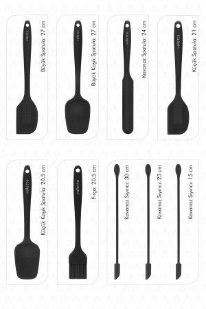 Drongo Glasschaber, Silikonspatel-Set, 9-teilig, Schwarz - 5