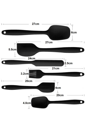 Drongo Hitzebeständiges, feuerfestes, antihaftbeschichtetes Silikon-Spatel-Set, 6-teilig, Schwarz, VS-606SS-S - 7