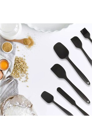 Drongo Isıya Dayanıklı Yanmaz Yapışmaz Silikon Spatula Seti 6 Parça Siyah VS-606SS-S - 11