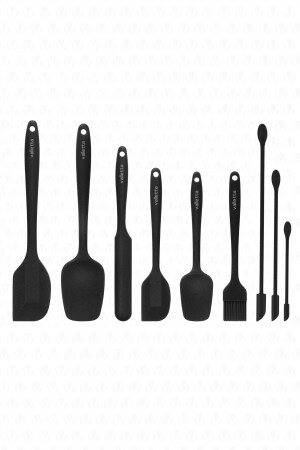 Drongo Jar Scraper Silikonspatel-Set 9-teilig Schwarz VLT9LU - 1