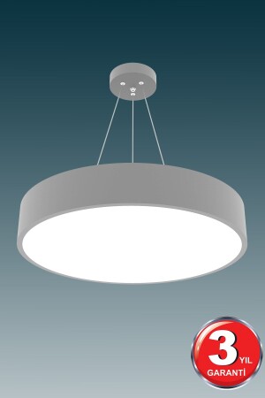 Drum 40cm ( Gri Kasa, Beyaz Işık ) Ledli Modern Led Avize, Salon, Mutfak, Oturma Yatak Odası, Sarkıt Drum 40cm Gri 6500K - 1