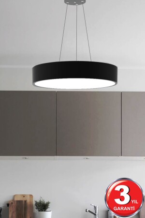 Drum 40cm (SİYAH KASA, BEYAZ İŞIK) Ledli Modern Led Avize, Salon, Mutfak, Oturma Yatak Odası, Sarkıt Drum 40cm Siyah 6500K - 9