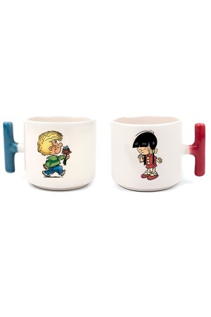 كوب قهوة تركية مزدوجة من MNZ و Espresso Aşk Love كوب كوب كوفي مزدوج من الزرقاء والحمر - GünayStore
