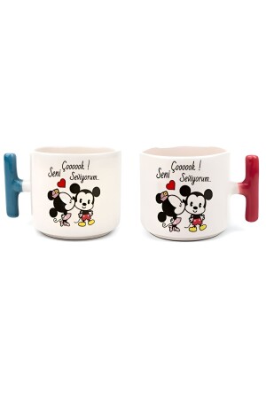 Duble Türk Kahvesi Fincanı & Espresso Mickey Minnie Sevgili Seti T Kulp 200 Ml SvglTf96 - 1