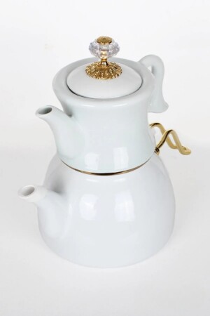 Dufy Emaille-Teekanne mit Porzellan-Teekanne weiß dop14310925 - 3