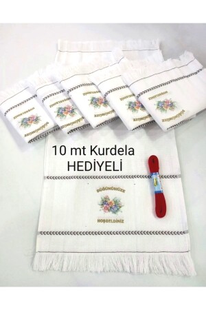 Düğün Havlusu Araba Havlusu Konvoy Havlusu Kurdale Hediyeli 12li Paket Çiçeklli 4 12301 - 10