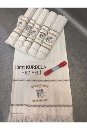 Düğün Havlusu Araba Havlusu Konvoy Havlusu Kurdale Hediyeli 12li Paketli , Kalpli 12301 - 8