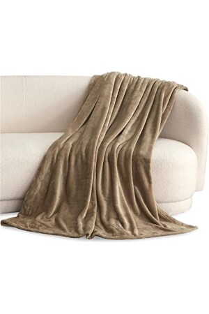 Dunkelbeige 220 x 230 Doppel-Fleece-TV-Decke, Wohnzimmer-Sofa-Überwurf für Wohnzimmer, Schlafzimmer, NT0T10065 - 1