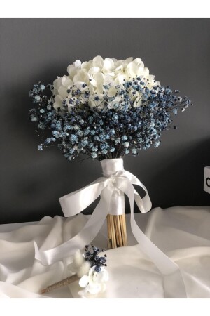 Dunkelblauer Hortensien-Brautstrauß der neuen Saison, Boutonniere-Set mit 2 Verlobungsblumen FGÇ-4713447134369 - 5