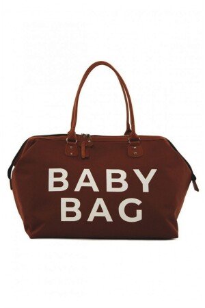 Dunkelbraune Babytasche, bedruckte Babypflegetasche - 2