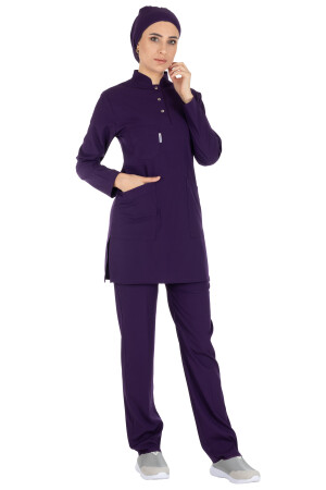 Dunkelviolettes dünnes Lycra-Hijab-Krankenschwesteruniform- und Chirurgenarzt-Uniform-Set LYCRA-SOFT-HIJAB - 2