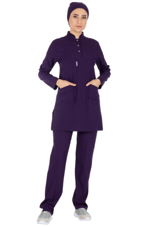 Dunkelviolettes dünnes Lycra-Hijab-Krankenschwesteruniform- und Chirurgenarzt-Uniform-Set LYCRA-SOFT-HIJAB - 4