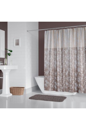 Duş Perdesi Çift Kanat 2x120x200cm Çiçekli Desenli Banyo Perdesi 16 Adet C Halka Hediyeli - 2
