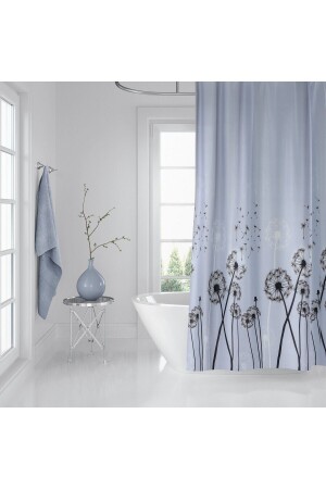 Duş Perdesi Çift Kanat 2x120x200cm Karahindiba Desenli Banyo Perdesi 16 Adet C Halka Hediyeli - 3