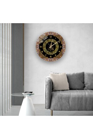 Duvar Saati - Ayetel Kürsi Yazılı Cam Duvar Saati, Salon İçin Saat Modelleri 36x36 cm 3TKy985874199 - 3