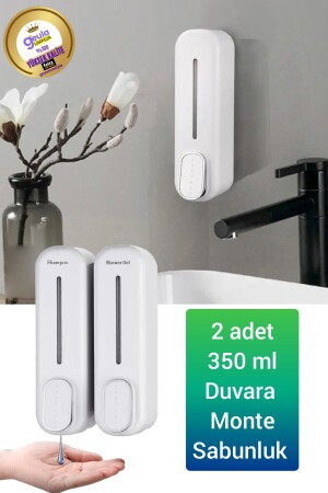 Duvara Monte Edilebilir Banyo 350ml Sabunluk Monte Şampuan Sıvı Sabun Şişesi Banyo sbno-906 - 2