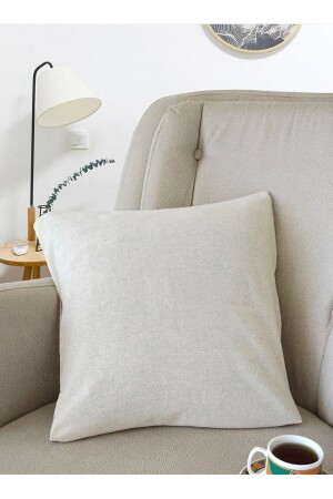 Düz Bej Ham Keten Kırlent Kılıfı- Punch Işlemesine Uygun - İdil