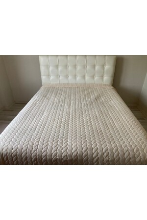 Düz Boya Lazer Kapitoneli Çok Amaçlı Pike Battal Boy 230x250 Açık Sarı * Yatak Örtüsü - Gençev Home Collections