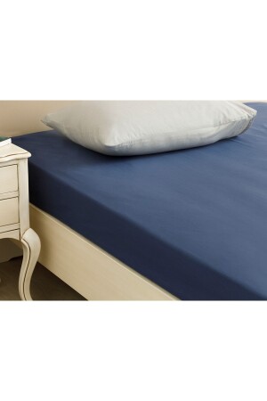 Düz Pamuklu Çift Kişilik Lastikli Çarşaf 160x200 Cm Gece Mavisi - English Home