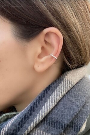 Düz Sade İnce Earcuff Deliksiz Kıkırdak Küpesi - 1