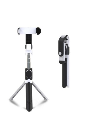 Düz Siyah- Karışık Siyah-beyaz Bluetooth Kumandalı Selfie Çubuğu-monopod Telefon Tutucu - 7