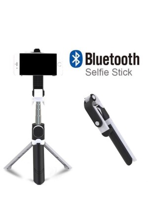 Düz Siyah- Karışık Siyah-beyaz Bluetooth Kumandalı Selfie Çubuğu-monopod Telefon Tutucu - 8