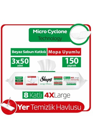 Easy Clean Beyaz Sabun Katkılı Mopa Uyumlu Yer Temizlik Havlusu 3x50 (150 YAPRAK) - 1