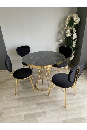 مجموعة طاولات المطبخ MNZ-Ecem، طاولة كرسي 4 أشخاص طاولة المطبخ، طاولة مستديرة SADAK0020 - sadak