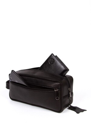 Echte Lammfell-Handtasche für den täglichen Gebrauch, schwarze Herrentasche (KOSMETIK, RASIEREN) (26X13CM) NP-XDERTRŞ - 1