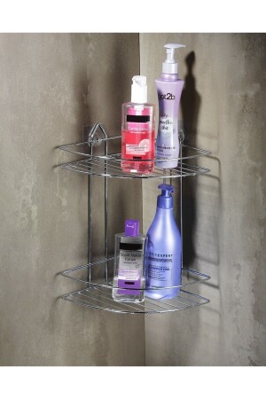 Eck-Shampoo-Halter für Badezimmer, Chrom, zweistöckig, Anhang-02, LAISYHOME-037 - 2