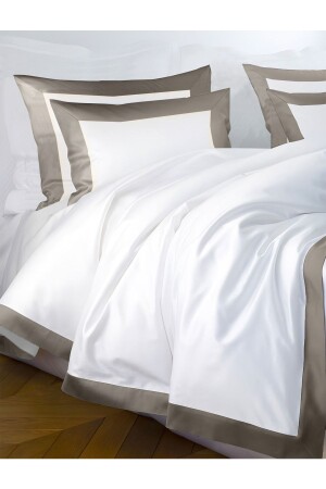 Eckiges Bettbezug-Set für King-Size-Betten, King-Size-Bett, Baumwollsatin, Weiß, Braun, btbyp218 - 2