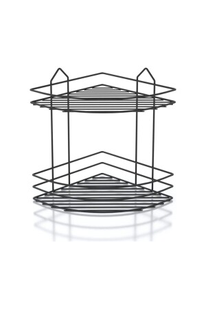 Eckschwammschale, Duschablage, Seifenschale, Edelstahl, 2 Etagen, kunststoffbeschichtet, Schwarz, 732102022326 - 2