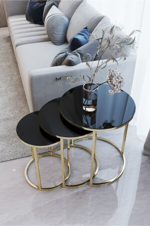 منز-إيكول الذهب المعدني طاولة العشب الأسود الزجاج غير القابل للكسر ECOL0003 - ECOL DESİNGS