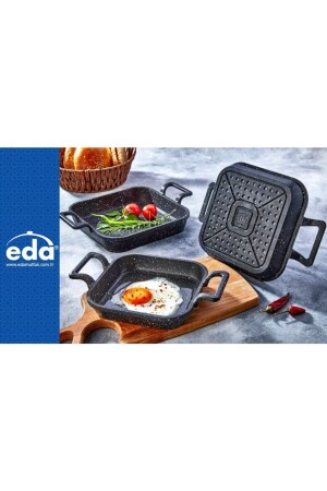 Eda Döküm Granit Kaplama Kare Sahan 3'lü Set 18 Cm -20 Cm-22 Cm dokeda182022 - 4