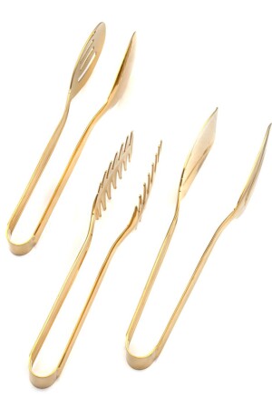 Edelstahl Gold 3-teiliges Servier-Kuchen-Nudel-Kuchenzangen-Set gld3 - 6