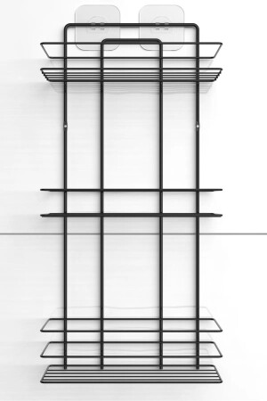 Edelstahl-Kleberegal mit 3 Ebenen, Badezimmer-Duschkabine, Organizer, Shampoo-Halter, Duschregal, Schwarz - 4