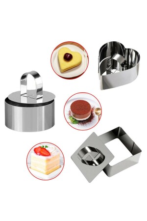 Edelstahl-Parfait-Kuchenform-Set mit 3 Stück NARK038 - 1