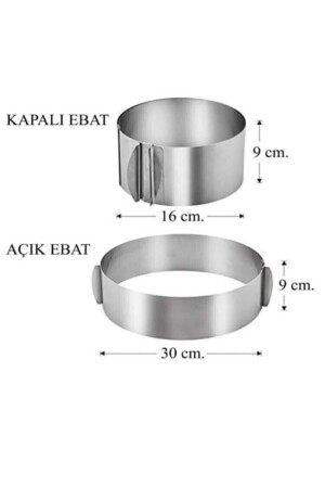 Edelstahl-Rundklemme für Kuchen und Gebäck, verstellbarer Kreis, 16/30 cm, Höhe 10 cm - 5