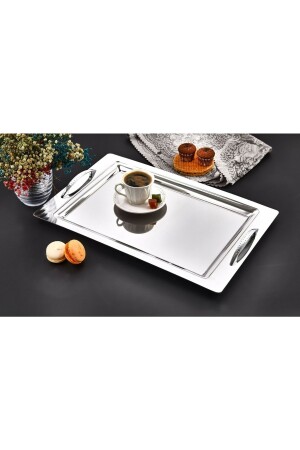 Edelstahl-Tee-Kaffee-Serviertablett Aslan Exclusive Hanzade AltunHomeTray - 2