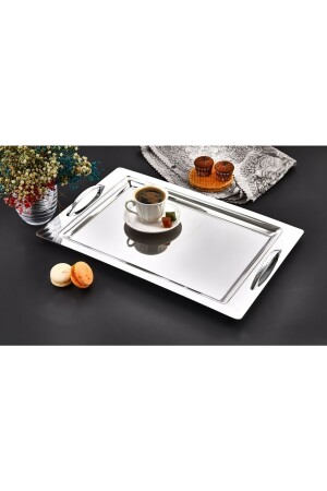 Edelstahl-Tee-Kaffee-Serviertablett Aslan Exclusive Hanzade AltunHomeTray - 3