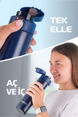 Edelstahl-Thermosbecher 500 ml, abschließbar, Thermobecher, Becher, Fahrzeug, Thermoskanne, Kaffeetasse, dunkelblau - 7