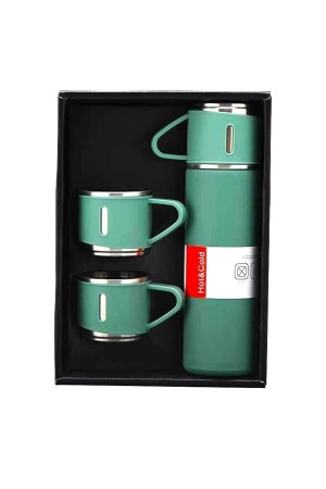 Edelstahl-Thermoskanne, auslaufsicher, grün, 3 Glas-Thermoskannen-Set, 12 Stunden heiß-kalt, 500 ml, Spezialbox wm5474 - 2